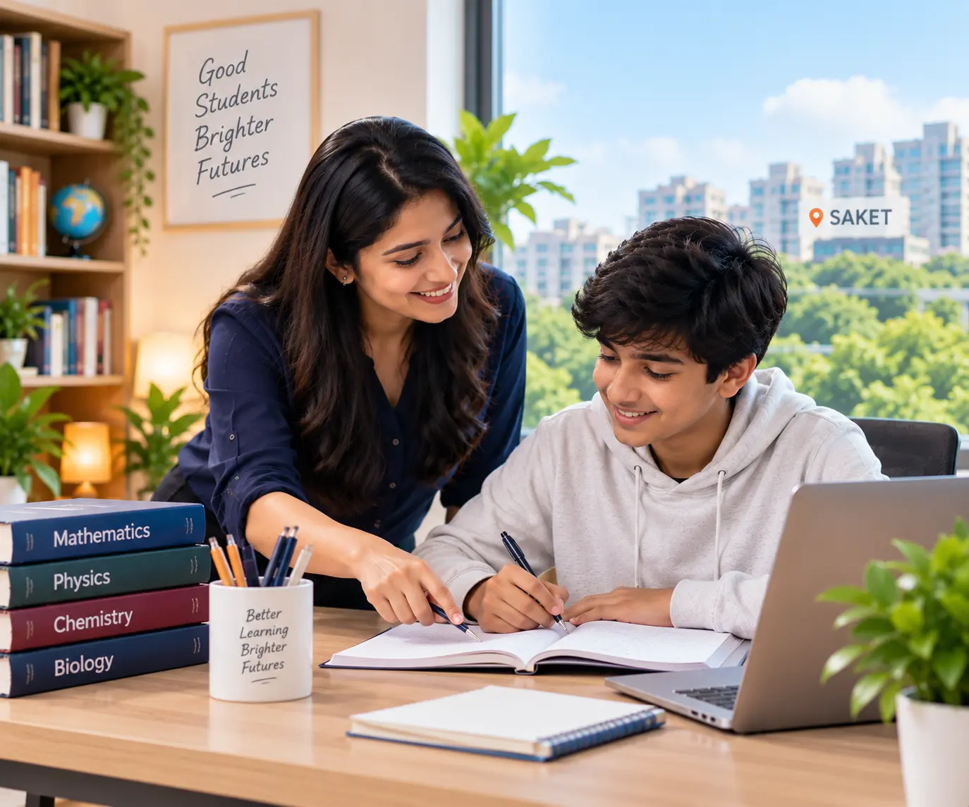 Home tutor teaching a student in Saket, South Delhi